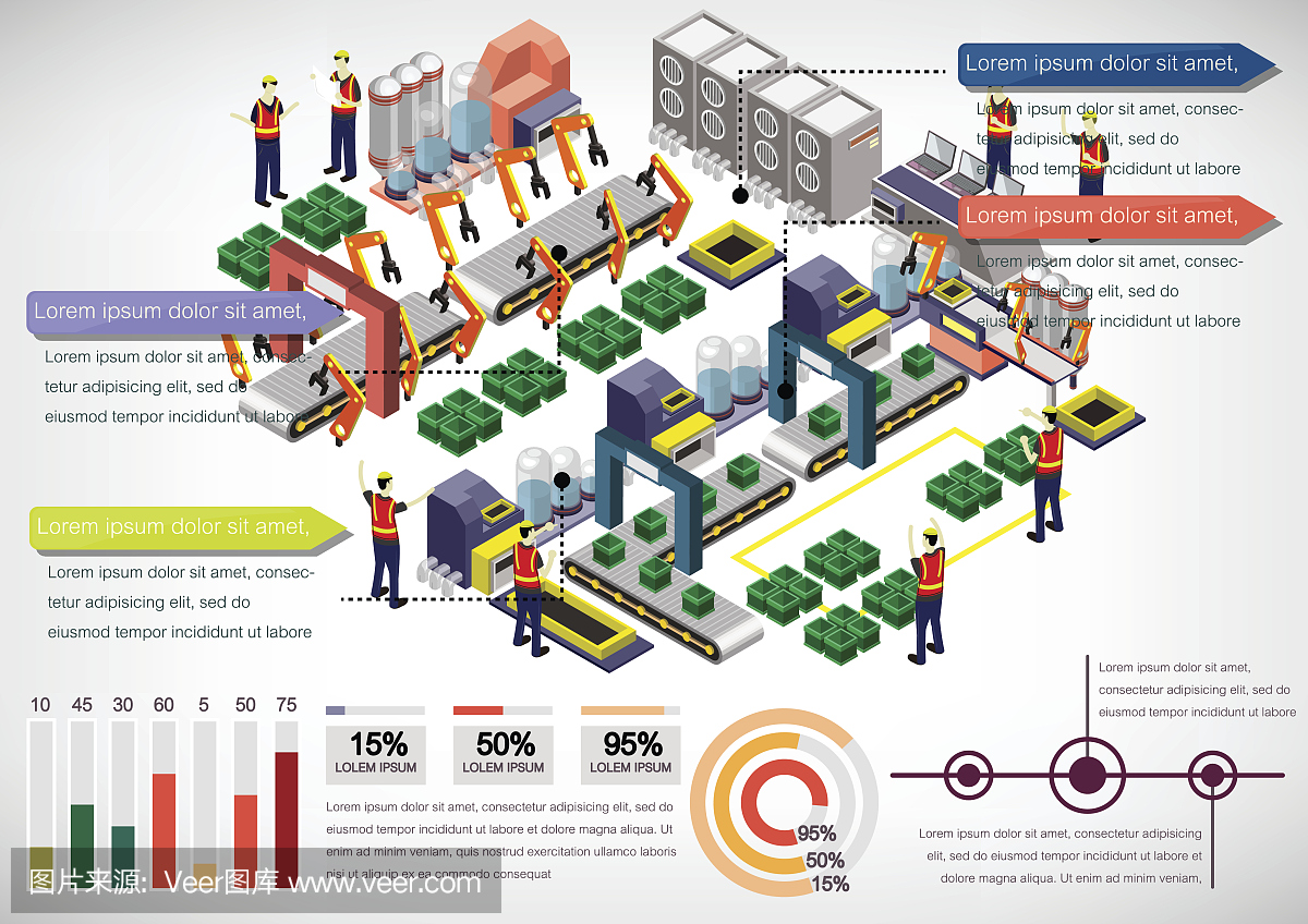 說明信息圖形工廠設備的概念